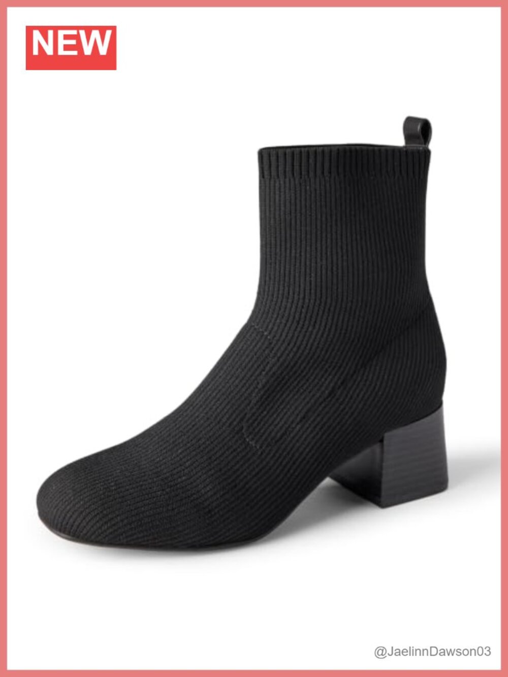 Knit Stretch Block Heel Ankle Boots Comfort Slip-On Booties
